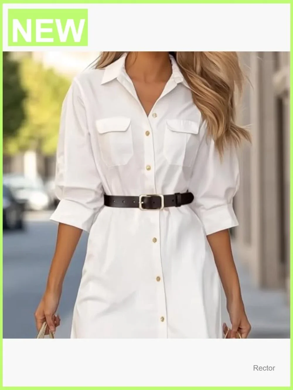 Genuine Leather Belt with Gold Square Buckle, 1.1 inch Wide, Fashion Waist Belt